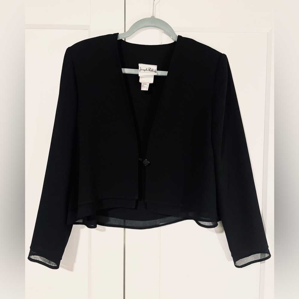 Vintage Joseph Ribkoff sheer crop top cover up/ shirt with button front -Size 4